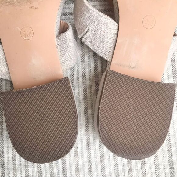 Joie NOLITA Cream Beige Woven Linen Fabric Double Strap Slip On Mule Sandals - Picture 12 of 13